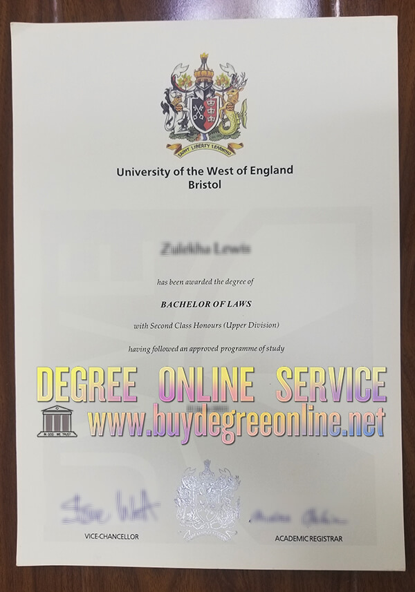 UWE Bristol degree certificate