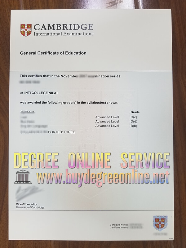 Cambridge GCE certificate