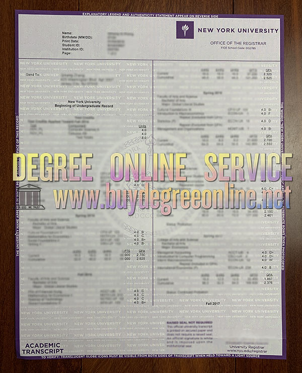 New York University transcript