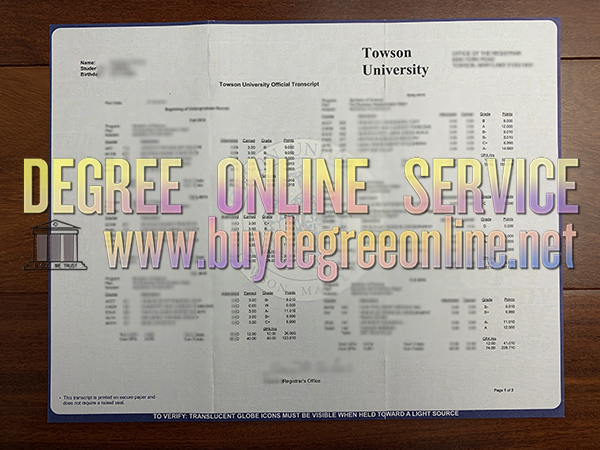 Towson University transcript