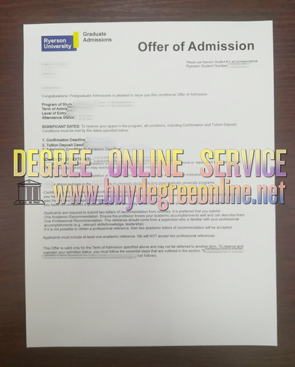 Ryerson University Offer of Admission