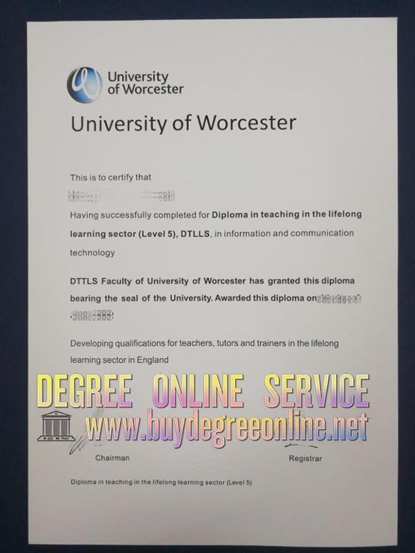 University of Worcester diploma certificate