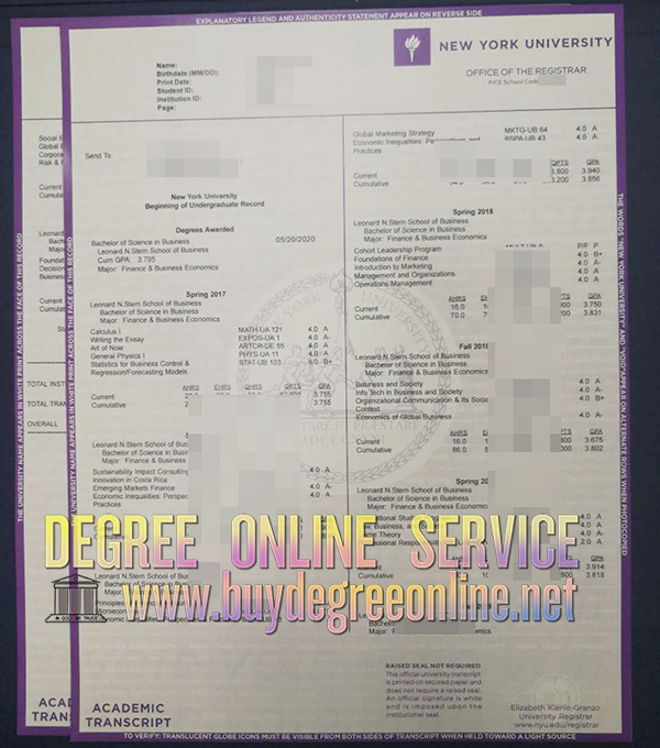  NYU transcript