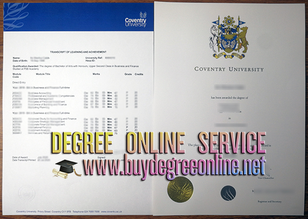 Coventry University diploma and transcript.