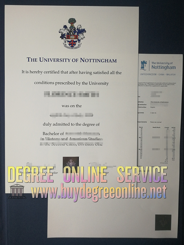  University of Nottingham degree and transcript