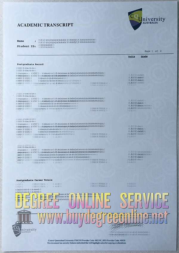 Central Queensland University transcript