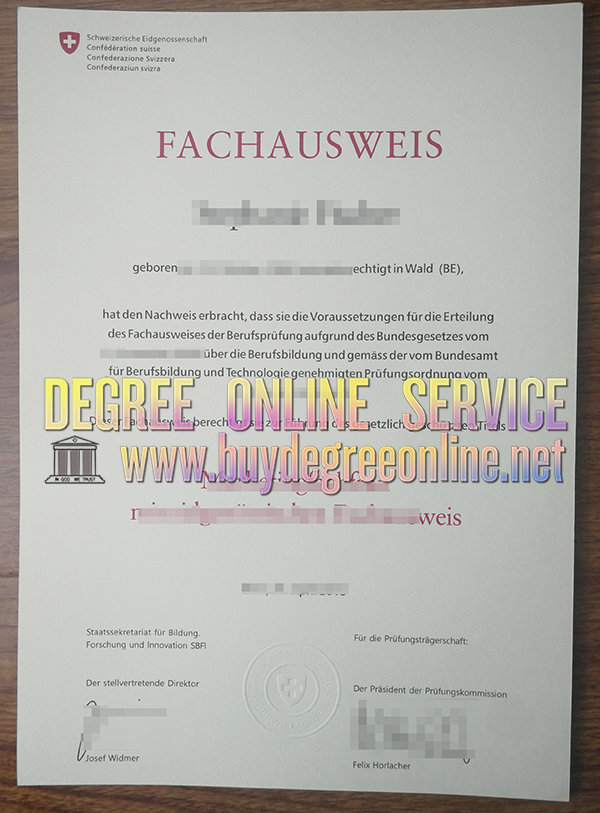 Fachausweis Certificate 