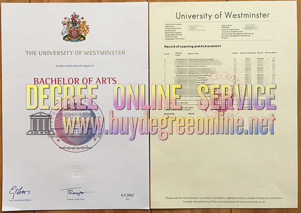 University of Westminster degree and transcript