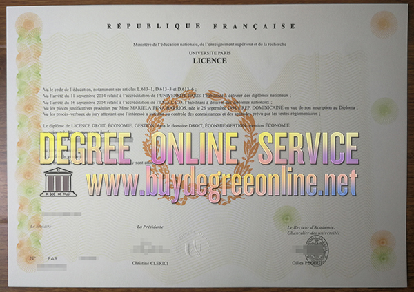 université De Paris licence