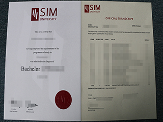 The copy of SIM university diploma and transcript display here