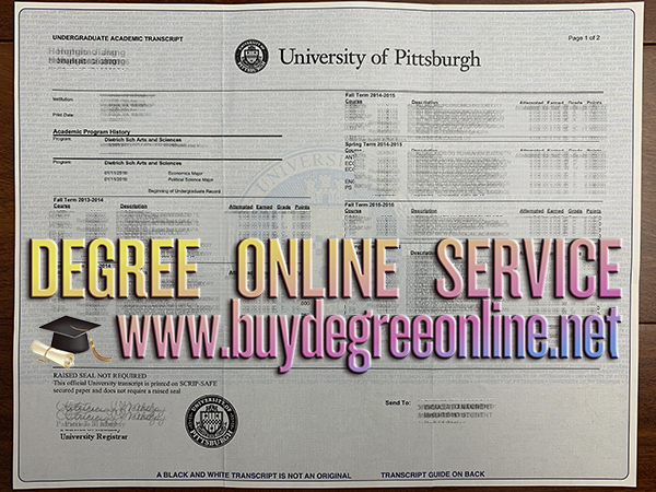 University of Pittsburgh transcript