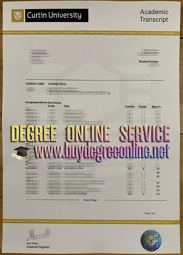 Curtin University of Technology transcript