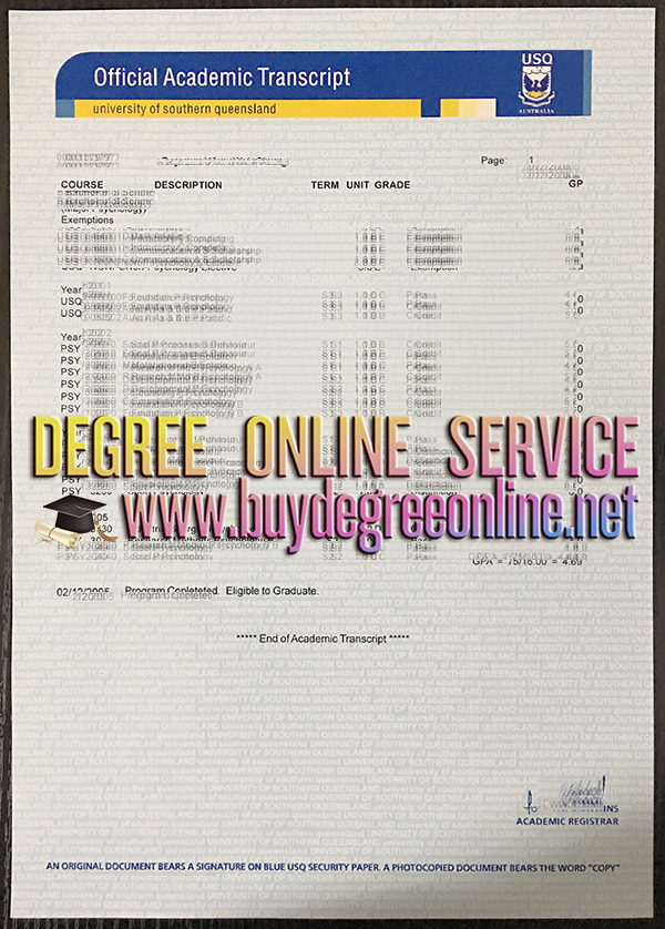 University of Southern Queensland Transcript