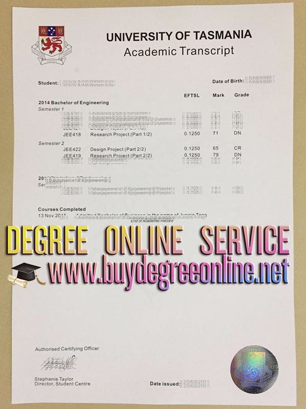 University of Tasmania transcript