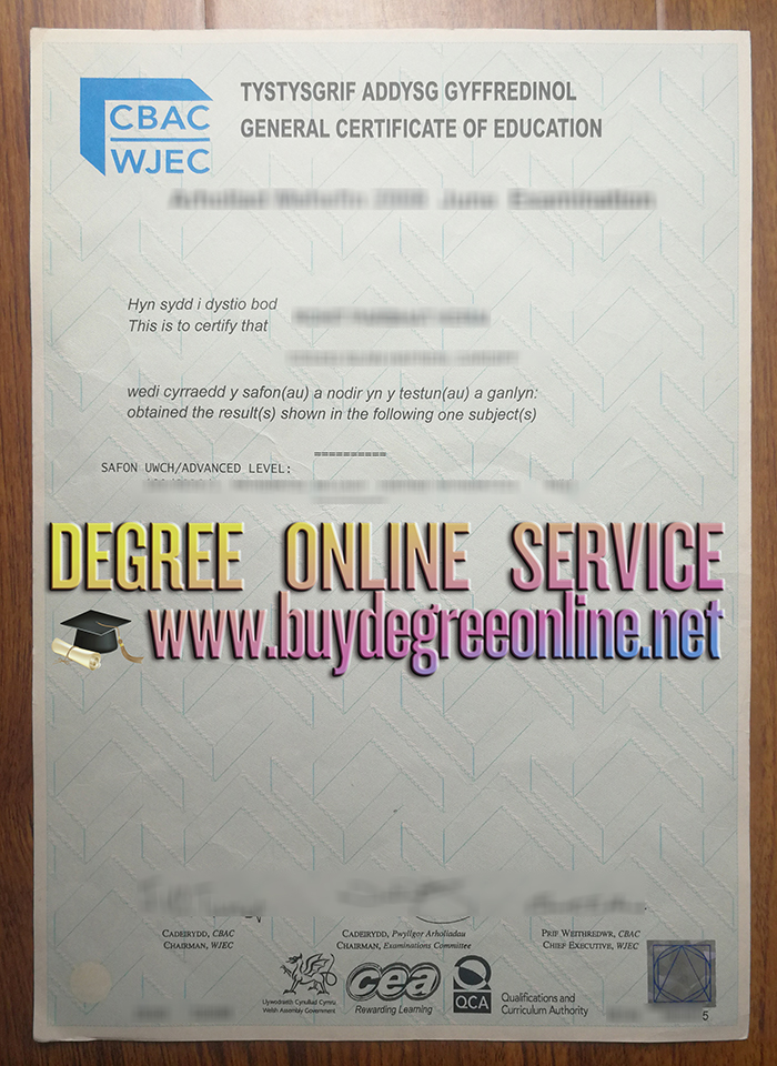 WJEC GCE certificate