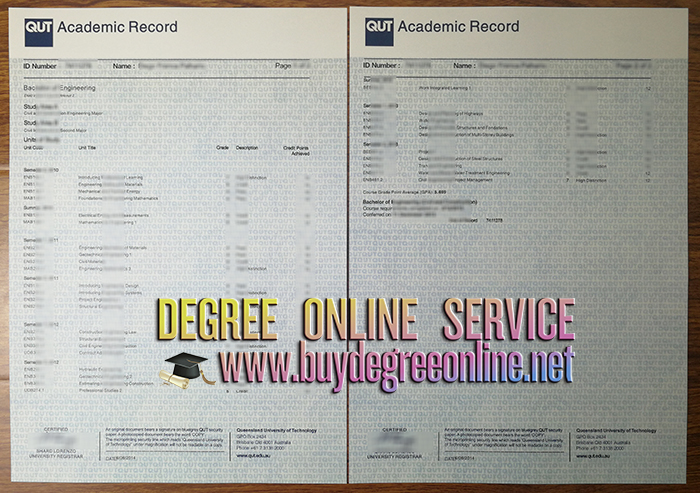 Academic transcript from QUT