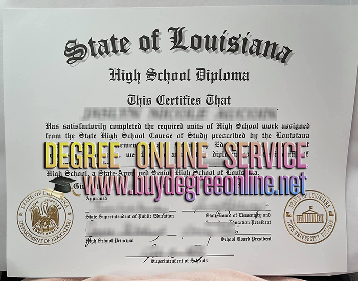 State of Louisiana High School diploma