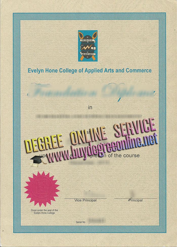 Evelyn Hone College diploma