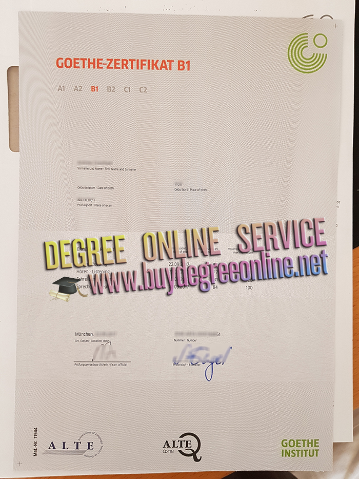 Goethe-Zertifikat B1 certificate