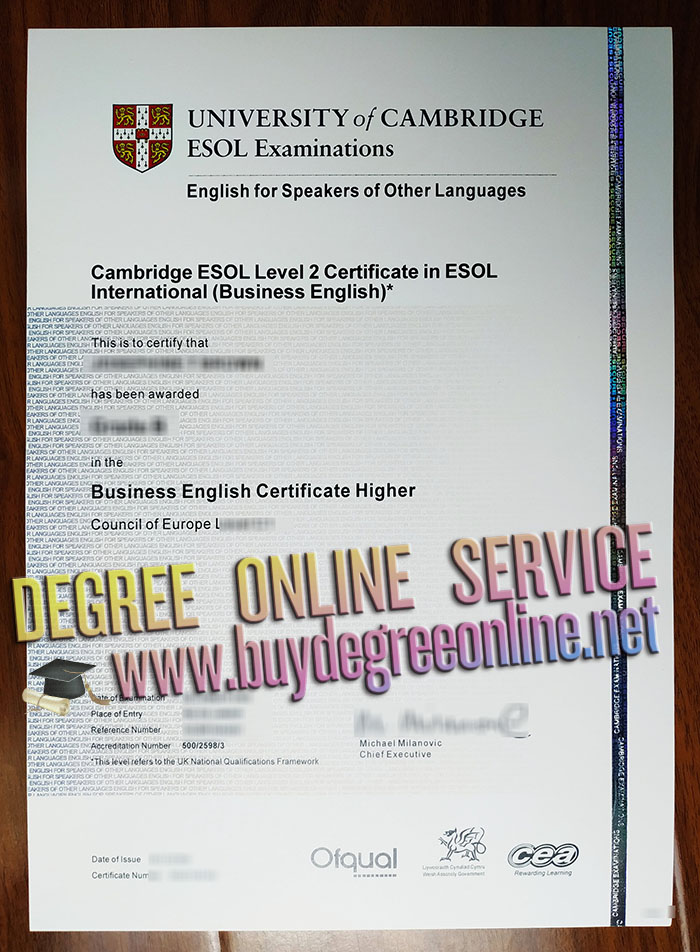 Cambridge English BEC certificate