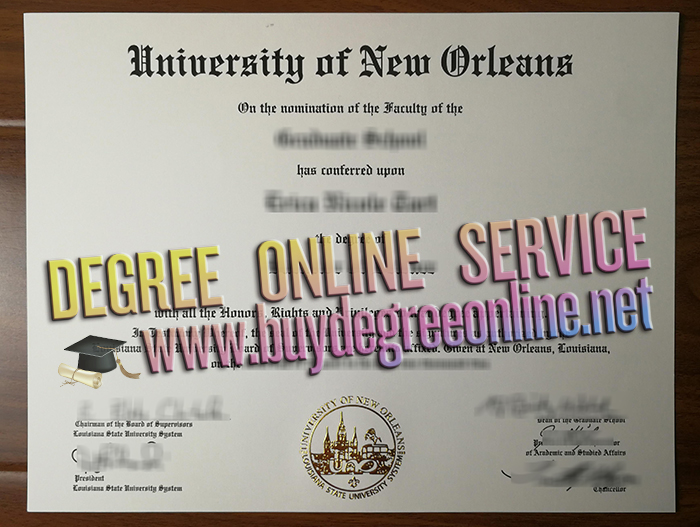 University of New Orleans diploma