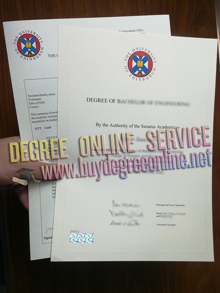 University of Edinburgh diploma and transcript