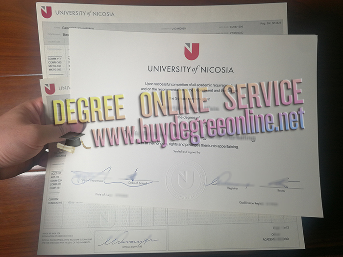 University of Nicosia diploma and transcript