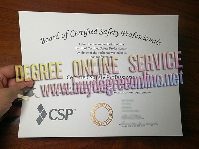 Certified Safety Professional certificate