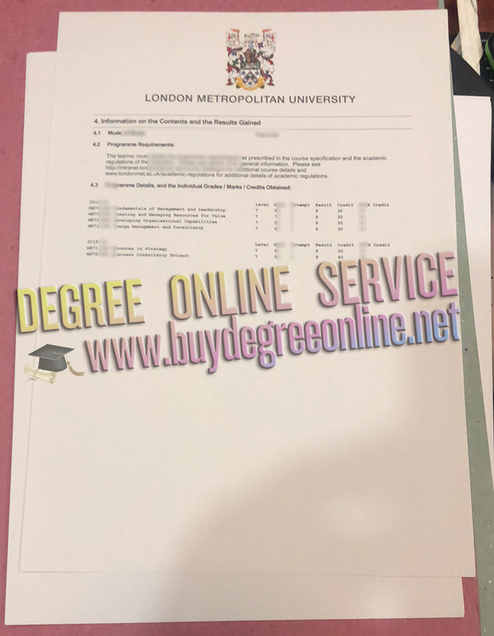 London Metropolitan University transcript