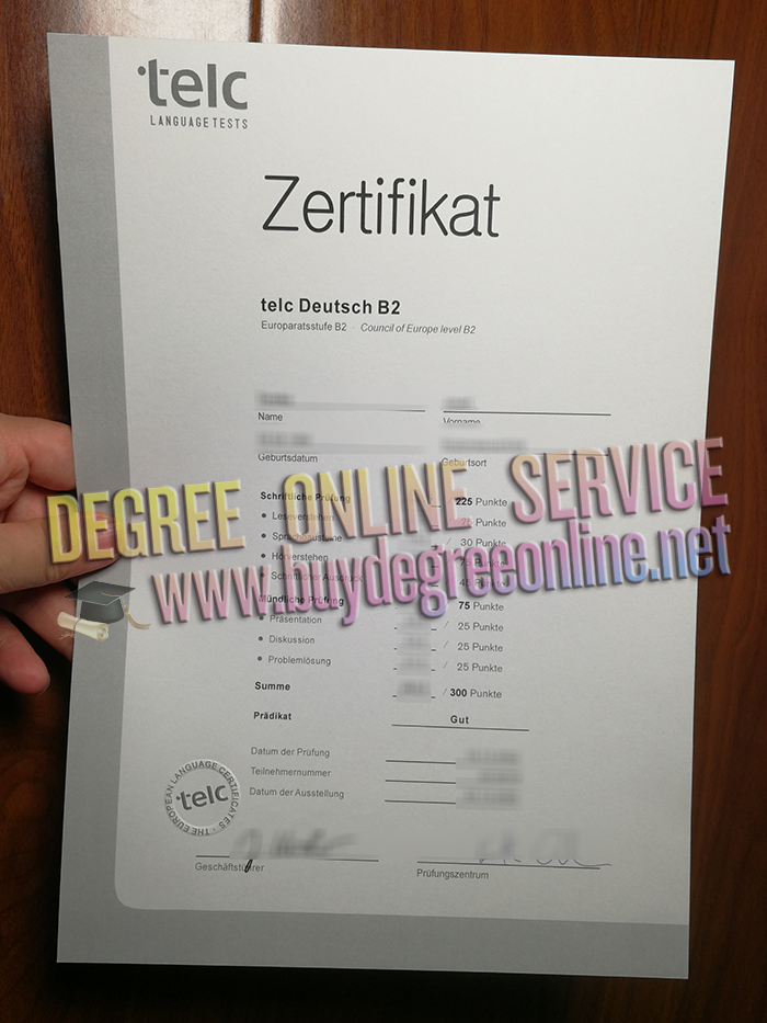 telc German B2 certificate