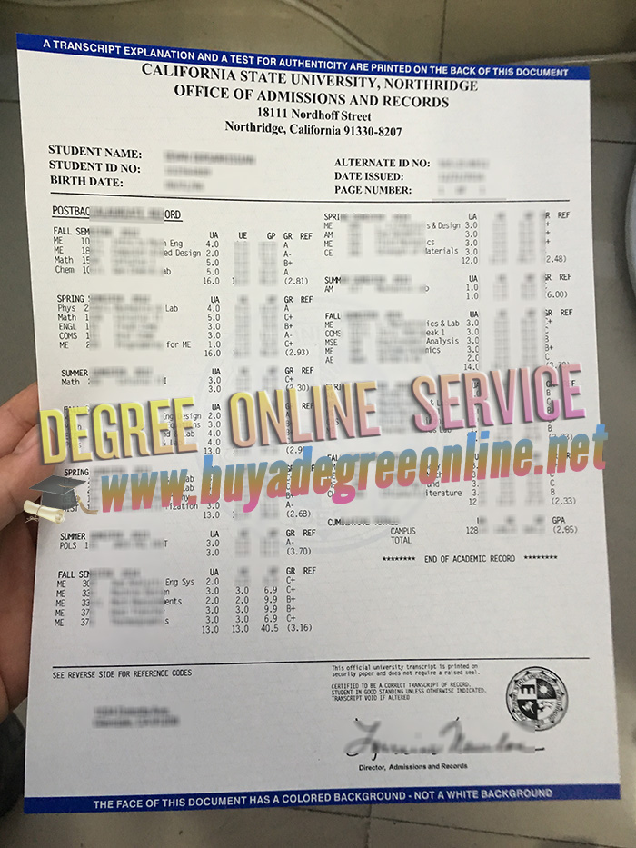 California State University Northridge transcript