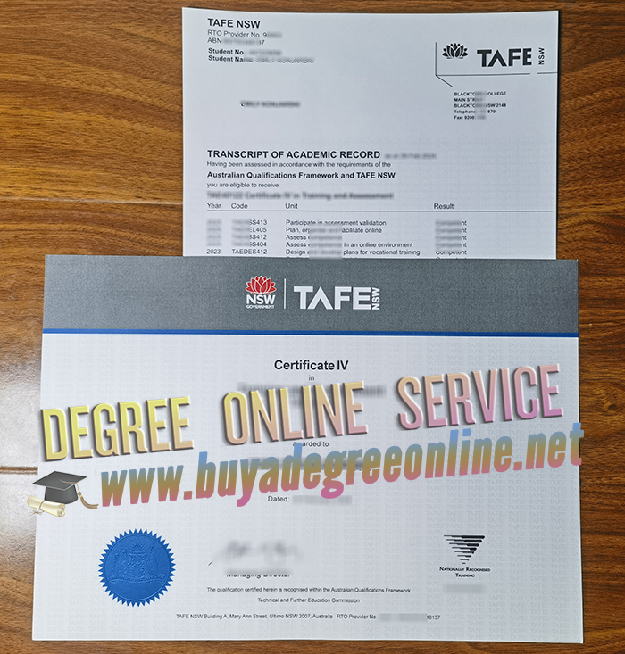 TAFE NSW certificate and transcript