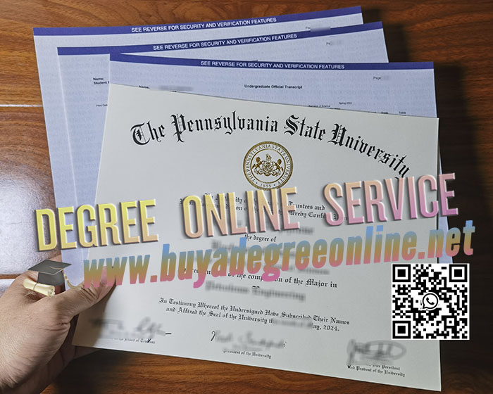 Pennsylvania State University diploma and transcript